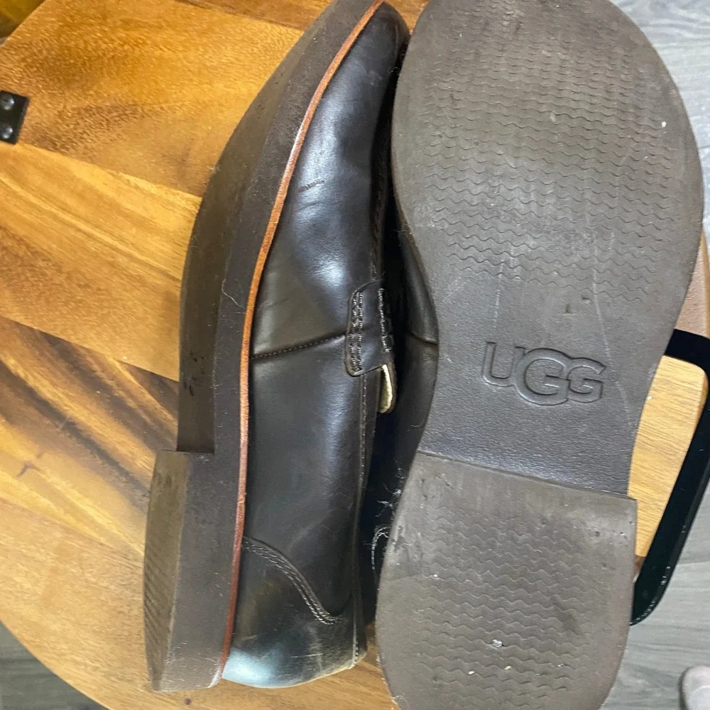 UGG Barren Brown Leather Penny Loafers Mens Shoes sz 12